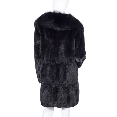 Lot 513 - A black musquash fur coat with fox fur collar.