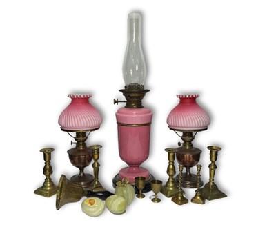 Lot 98 - A pair of 19th-century copper lamps with...