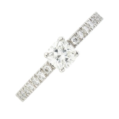 Lot 112 - Tiffany & Co., a platinum diamond single-stone ring