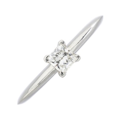 Lot 109 - Tiffany & Co., a platinum diamond single-stone ring