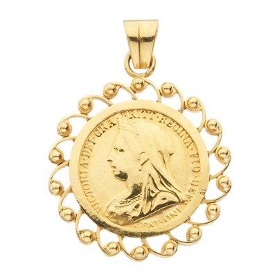 Lot 63 - Victoria, a gold full sovereign coin pendant