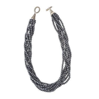 Lot 125 - Tiffany & Co., a silver hematite bead Torsade Toggle multi-strand necklace