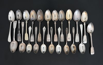 Lot 27 - A group of English hallmarked silver teaspoons,...