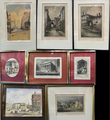 Lot 497 - Three coloured prints of city scenes: Robert...