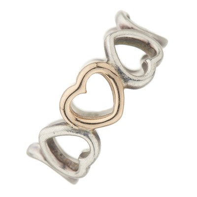 Lot 41 - Tiffany & Co., a silver and 18ct gold Open Loving Heart band ring