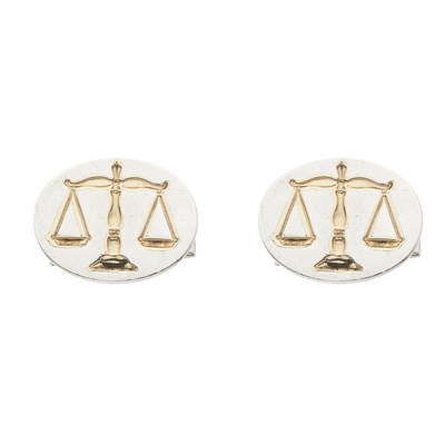 Lot 62 - Tiffany & Co., a vintage pair of silver and 18ct gold Scales of Justice cufflinks