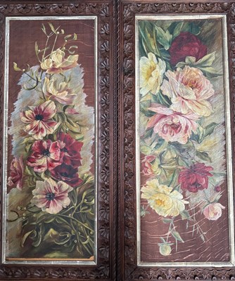 Lot 455 - A pair of 19th century panels painted with...