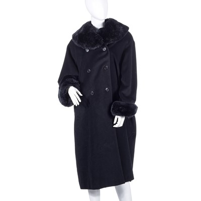 Lot 286 - Aquascutum, a ladies black coat with faux fur trim.