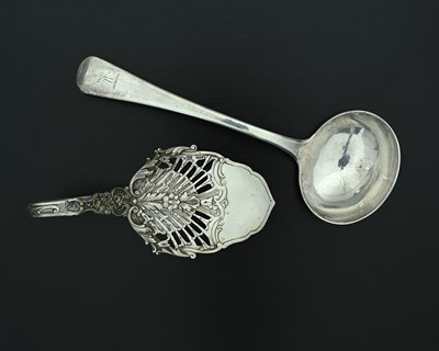 Lot 302 - A William IV silver Old English pattern sauce...