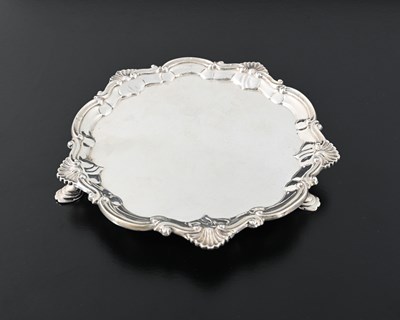 Lot 60 - A Victorian silver waiter, with applied cast...