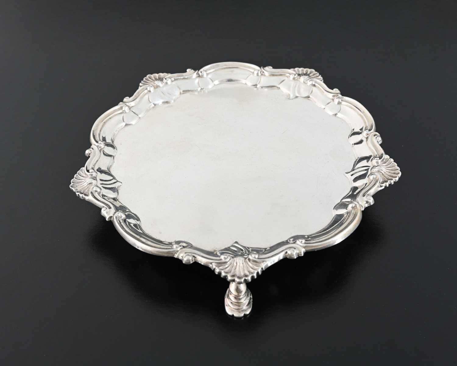 Lot 60 - A Victorian silver waiter, with applied cast...