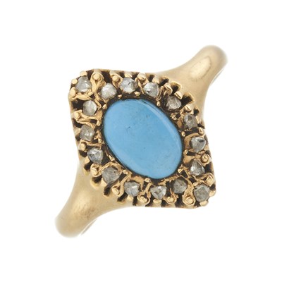 Lot 2 - A mid Victorian 18ct gold turquoise and diamond cluster ring