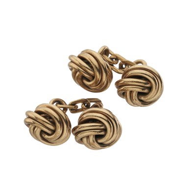 Lot 130 - Kurt Weiss, a pair of 9ct gold knot cufflinks