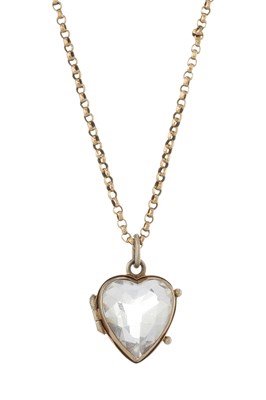 Lot 9 - A 19th century silver rock crystal heart locket pendant