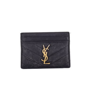 Lot 487 - Yves Saint Laurent, a black leather card holder