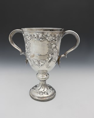 Lot 340 - An Edwardian silver two-handled trophy cup,...