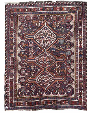 Lot 346 - A Khamseh rug, circa 1910, the three cream...