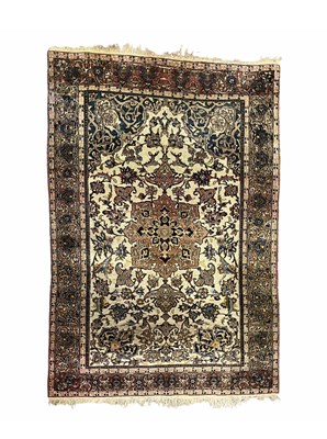 Lot 359 - A Persian Isfahan rug, the central lotus...