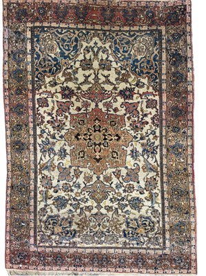 Lot 348 - A Persian Isfahan rug, the central lotus...