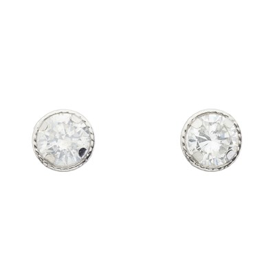 Lot 210 - A pair of diamond single-stone stud earrings