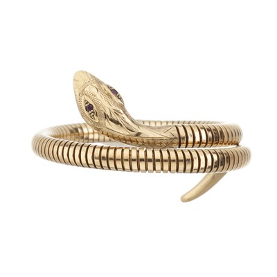 Lot 116 - A 9ct gold flexible snake bangle bracelet