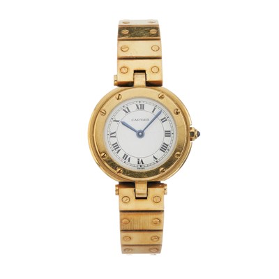 Lot 228 - Cartier, an 18ct gold Santos Vendome bracelet watch