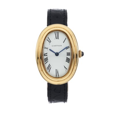 Lot 229 - Cartier, an 18k gold Baignoire wrist watch