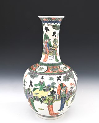 Lot 413 - A Chinese famille verte vase, ovoid form with...