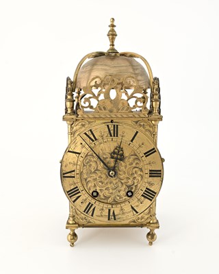 Lot 391 - A traditional brass lantern clock, 19th...