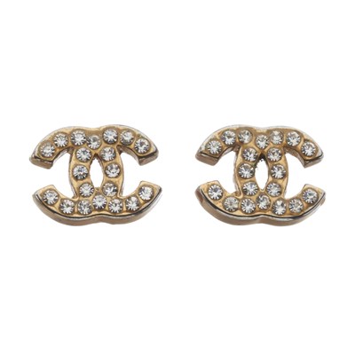 Lot 334 - Chanel, a pair of CC crystal stud earrings