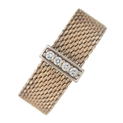 Lot 76 - Tiffany & Co., a silver diamond Somerset mesh ring