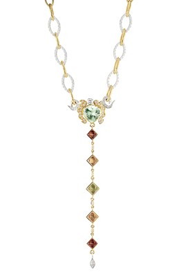 Lot 123 - An impressive 18ct gold diamond and multi-gem necklace