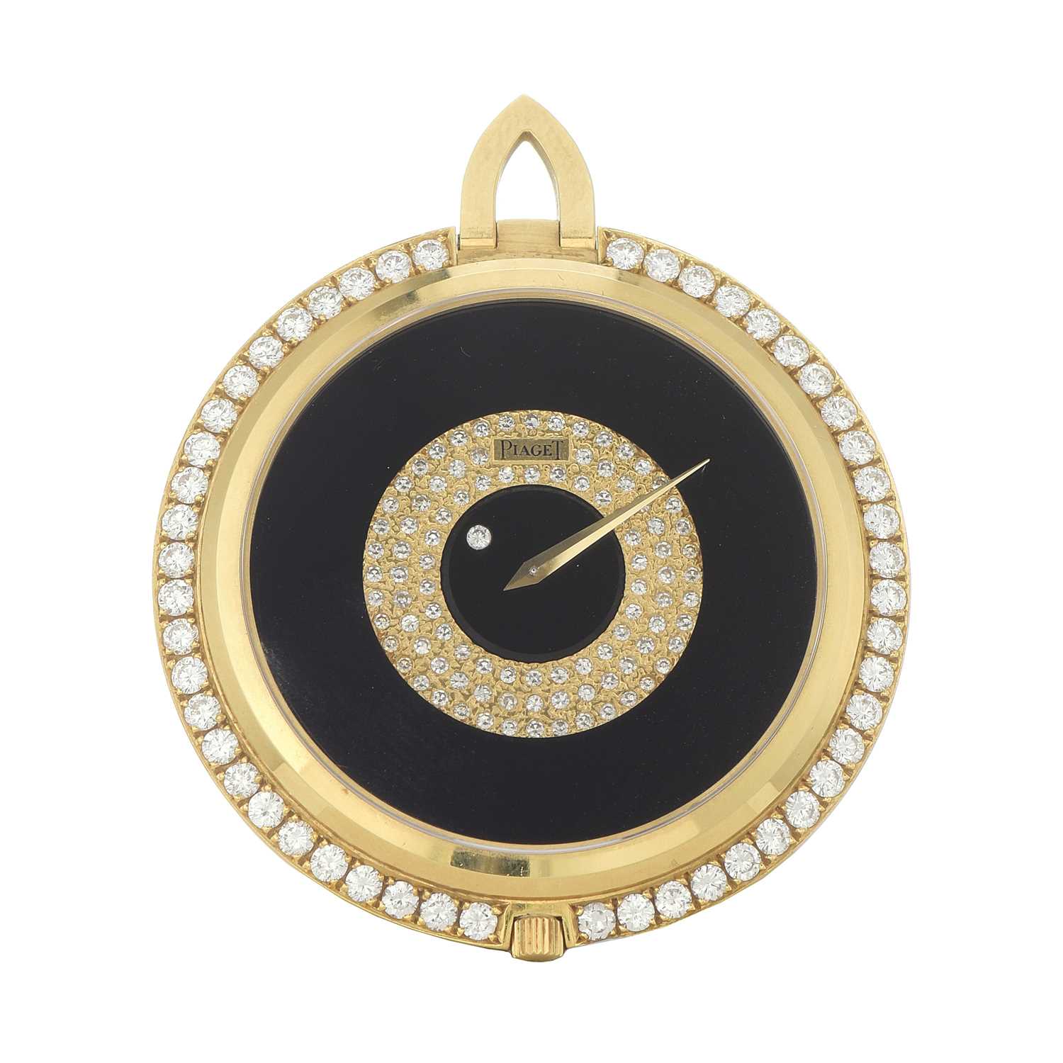 276 - Piaget, an 18ct gold diamond set open face 'mystery' dial pocket watch