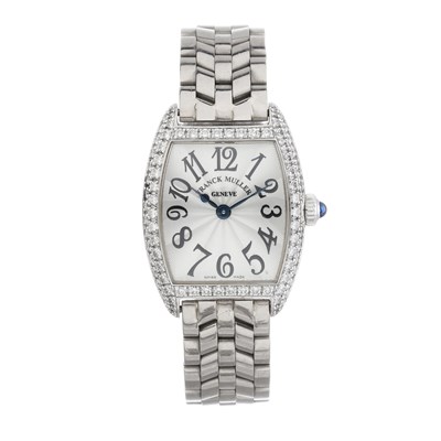 Lot 233 - Franck Muller, an 18ct gold diamond set Cintrée Curvex bracelet watch