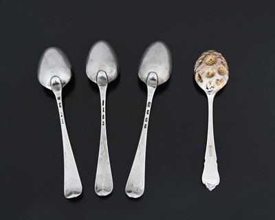 Lot 38 - Three eighteenth-century silver Old English...