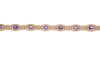 Lot 61 - A 9ct gold amethyst gate bracelet, with heart clasp