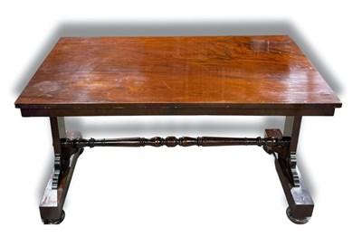 Lot 880 - 19th century flame mahogany library table with...