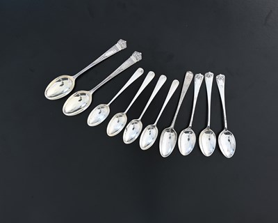 Lot 290 - A group of hallmarked silver teaspoons,...