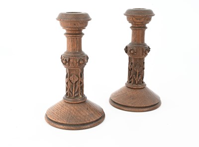 Lot 266 - A pair of Gothic Revival carved oak...