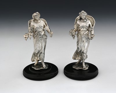 Lot 238 - Two Victorian cast silver Classical figures,...