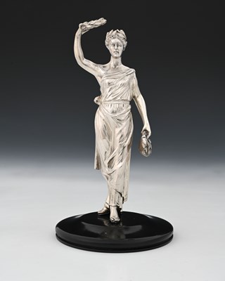 Lot 252 - A Victorian cast silver model of a Classical...