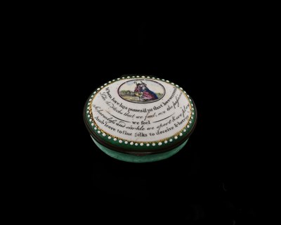 Lot 306 - A large Bilston enamel patch box, circa 1780,...