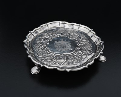 Lot 353 - An eighteenth-century silver waiter, of shaped...