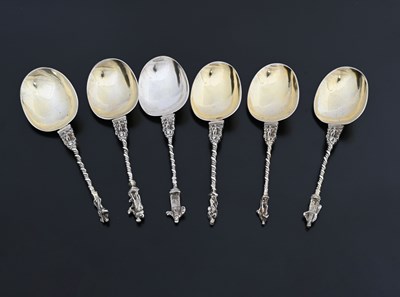 Lot 64 - A set of six Continental silver-coloured metal...