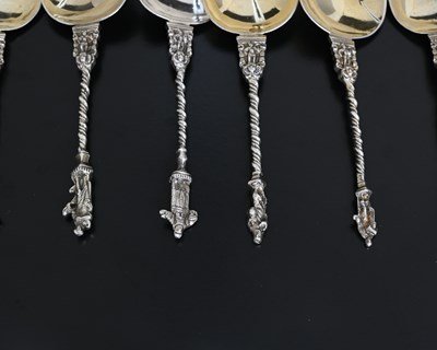 Lot 64 - A set of six Continental silver-coloured metal...