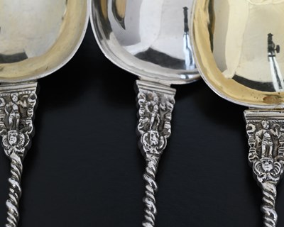 Lot 64 - A set of six Continental silver-coloured metal...