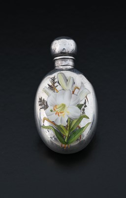 Lot 42 - A Victorian silver and enamel perfume bottle...