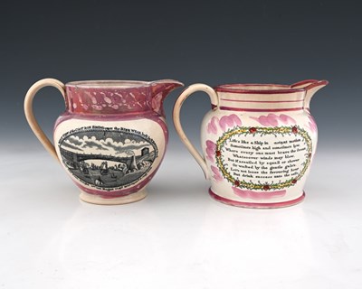 Lot 826 - Two Sunderland lustre jugs, circa 1810,...