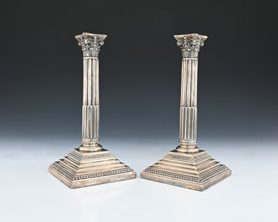 Lot 355 - A pair of George V silver Corinthian column...