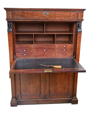 Lot 366 - An Empire design plumb pudding mahogany bureau...